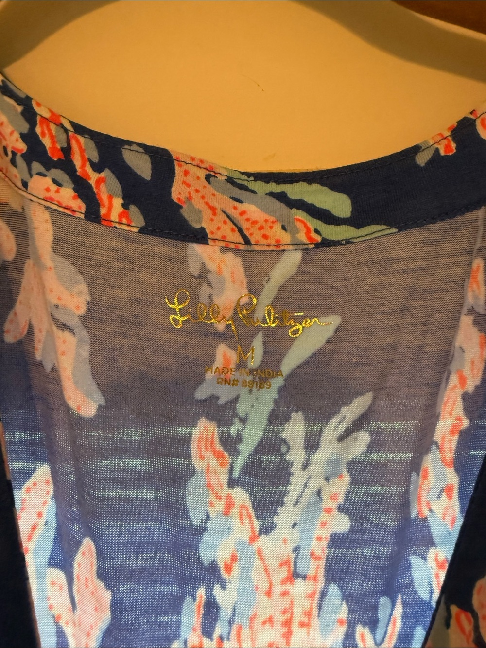 Lilly Pulitzer Blue Coral-Print V-Neck Lorina Swing Dress - Picture 4 of 4